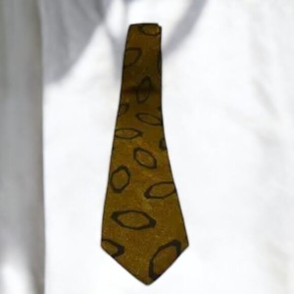 Vintage Designer Giorgio Armani Cravatte Tie 100% Pure Silk Golden Brown - Picture 2 of 4
